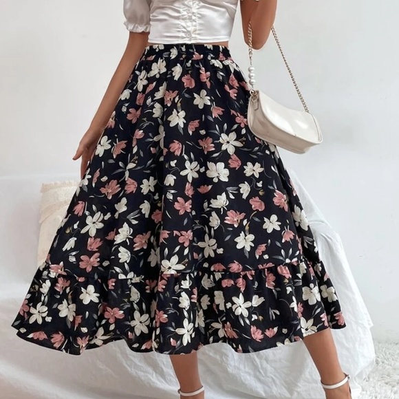 05 Boho Floral Print Ruffle Skirt - Picture 4 of 4